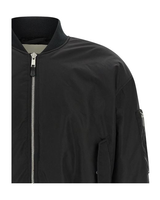 Entire studios Black Cropped Broad Bomber Jacket for men
