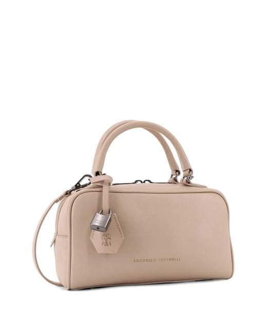 Brunello Cucinelli Natural Explorer Small Boston Bag
