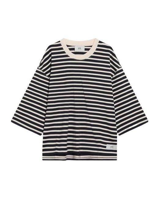 AMI Black Striped T-Shirt for men