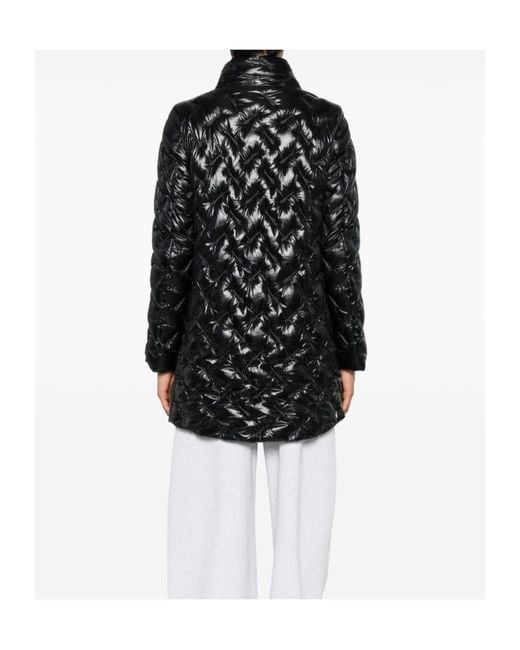 Herno Black Quilted Midi Down Jacket