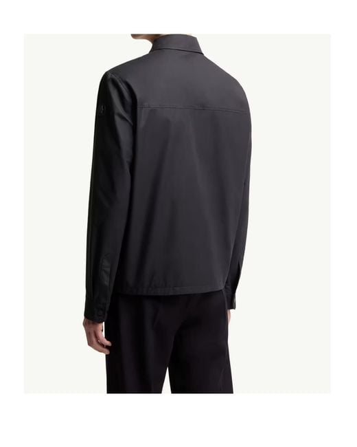 Moncler Blue Leather Logo Cotton Blend Shirt for men