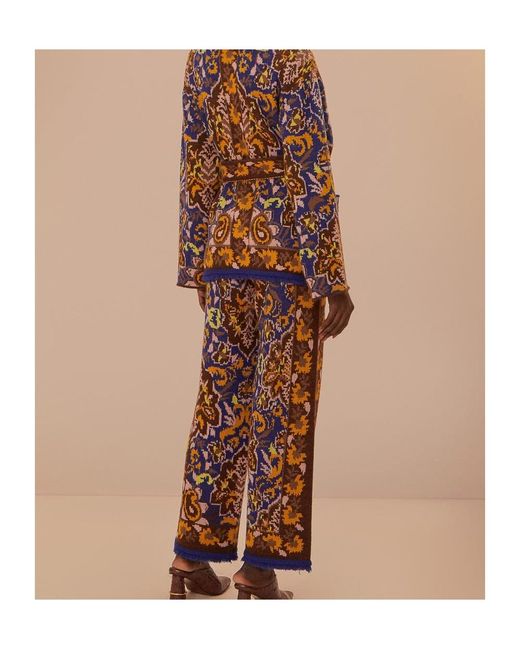 Farm Rio Blue Patterned Knitted Pants