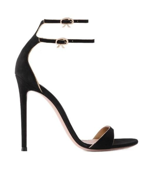 Gianvito Rossi 110 Metallic Leather-Trimmed Suede Sandals