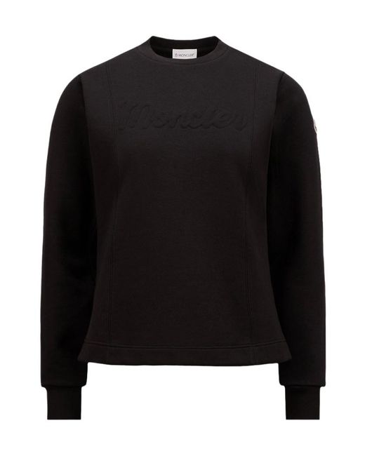 Moncler Black Logo Patch Crew Neck Sweatshirt