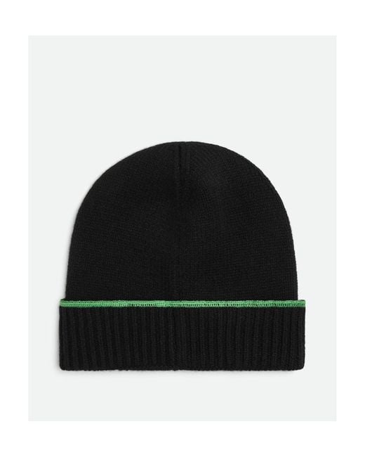 Bottega Veneta Black Wool Cashmere Hemmed Wool Hat for men