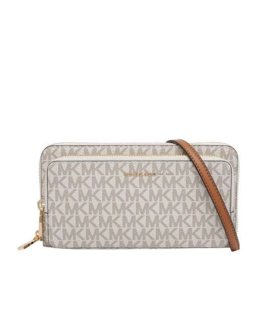 Michael Kors Gray Michael Jet Set Large Signature Logo Convertible Crossbody Bag