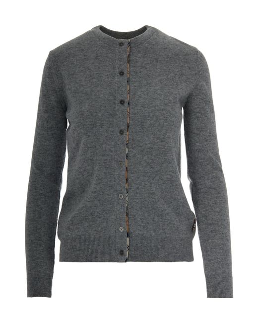 Barbour Gray Elbow-Patch Buttoned Cardigan