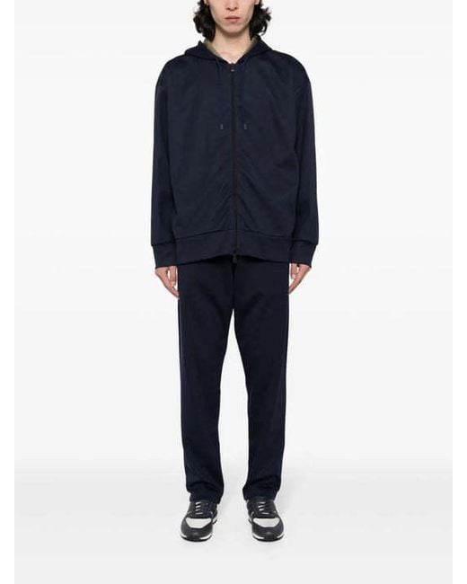 Lardini Blue Long-Sleeve Hooded Jacket for men