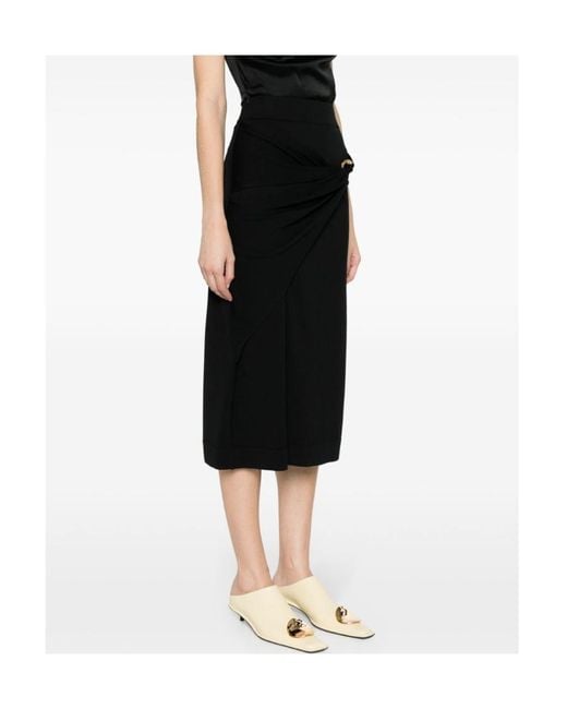 Jil Sander Black High-Waisted Virgin Wool Skirt