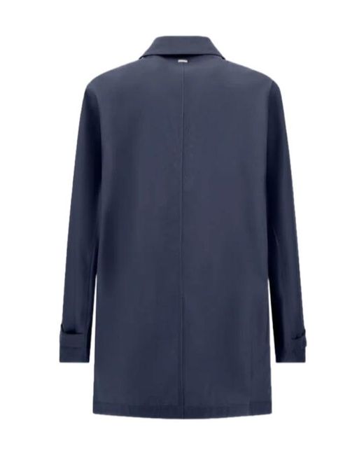 Herno Blue Button-Front Raincoat for men