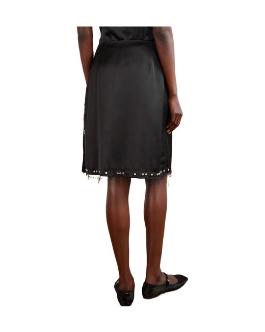 Wales Bonner Black Iris Studded Frayed Satin Skirt