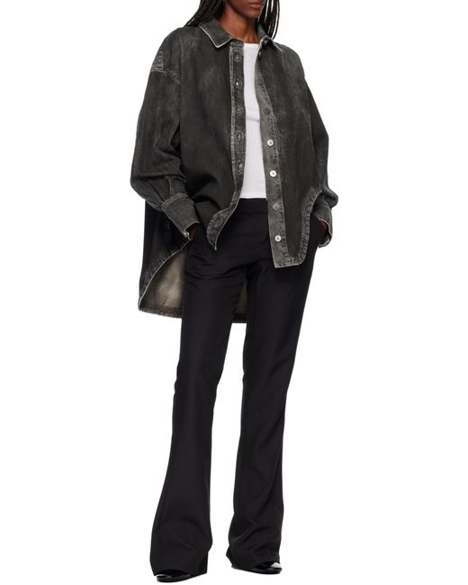 The Attico Gray The Logo Embroidered Denim Shirt