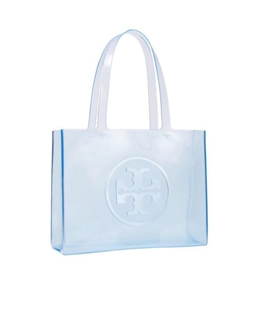 Tory Burch Blue Ella Logo Transparent Tote Bag