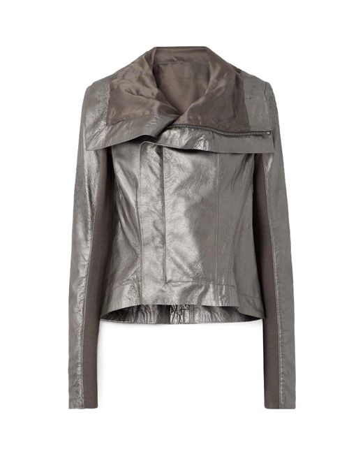 Rick Owens Gray Naska Leather Jacket