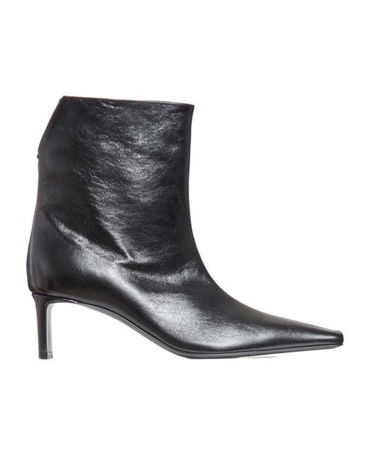 Khaite Black Squared Toe Ankle Boots