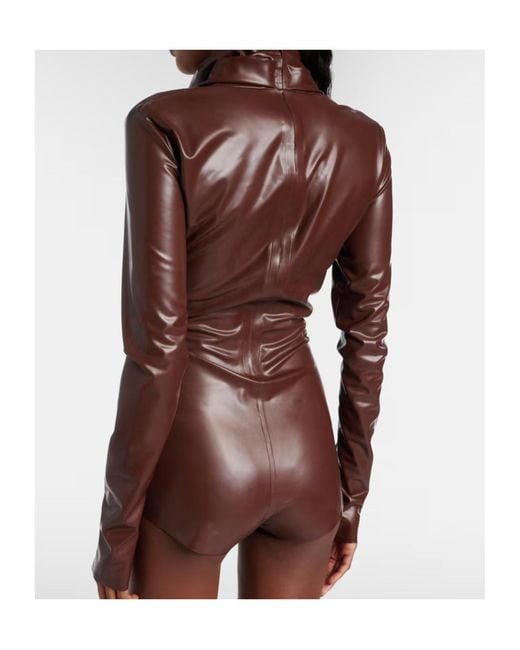 Mugler Brown Draped Bodysuit