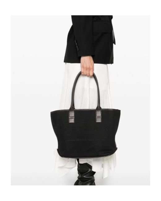 Hogan Black Script Shopping Top Handle Bag