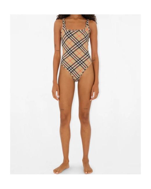 Burberry Multicolor Check Pattern One-Piece Swimsuit