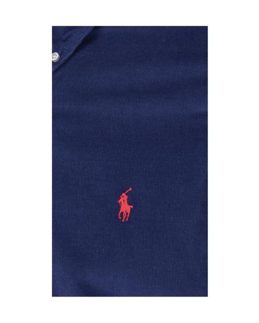 Polo Ralph Lauren Blue Logo Embroidered Curved Hem Shirt for men