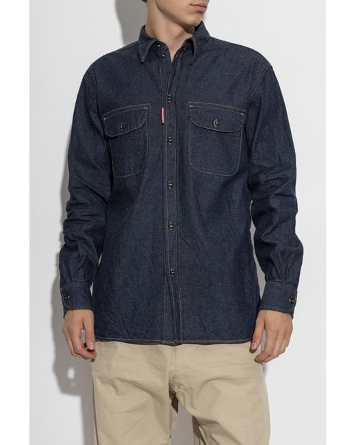 DSquared² Blue Long-Sleeved Shirt for men