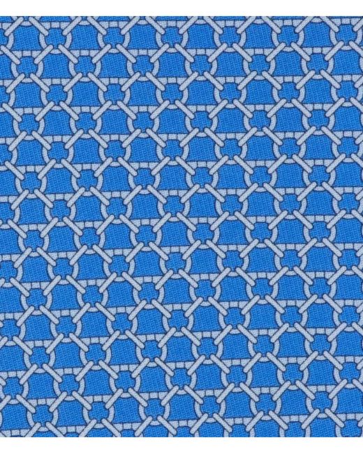 Ferragamo Blue Link Print Silk Tie for men