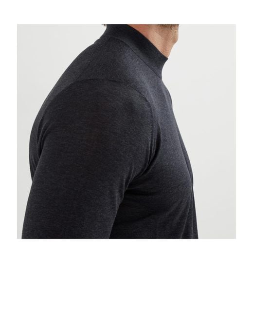 Brunello Cucinelli Blue Mock-Neck Knitted Sweater for men