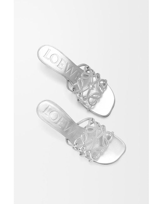 Loewe White Anagram Petal Leather Heeled Sandals