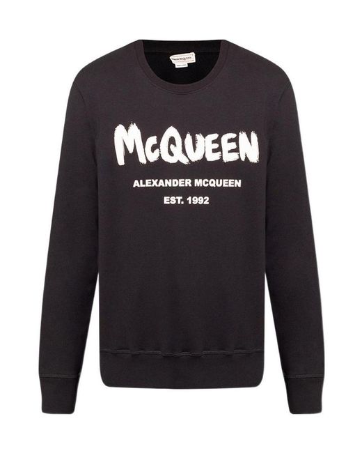 McQueen Blue Graphic-Print Crewneck Sweatshirt for men