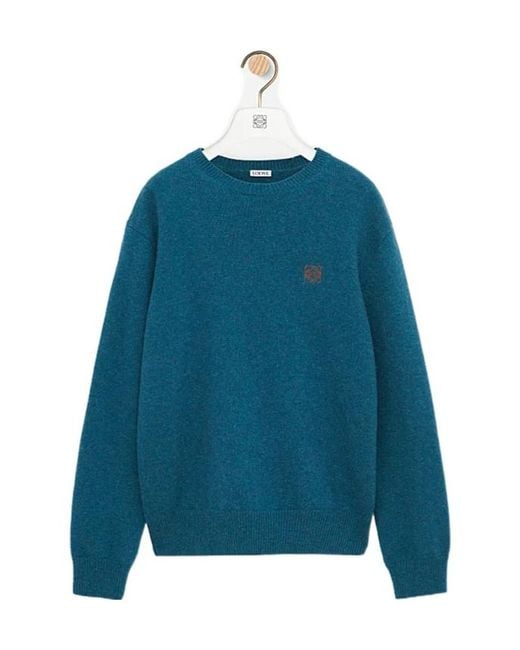 Loewe Blue Logo Embroidered Crewneck Jumper for men