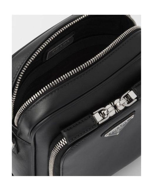 Prada Black Leather Shoulder Bag With Pouch for men