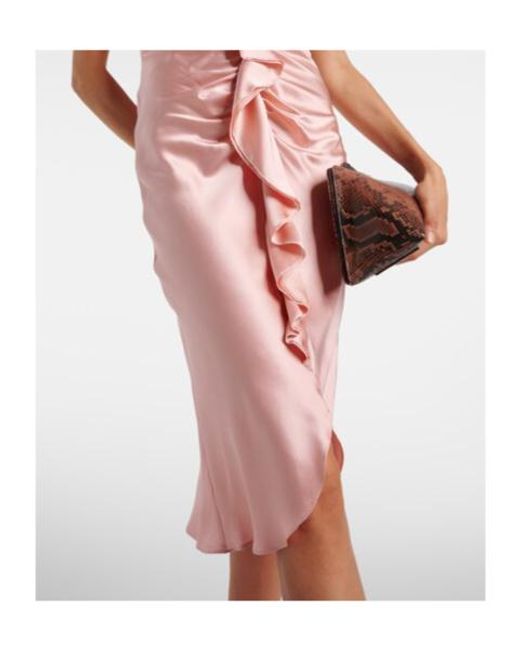 Rodarte Pink Ruched Silk Crêpe Midi Dress