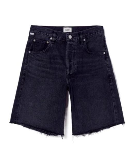 Citizens of Humanity Blue Frayed-Hem Shorts