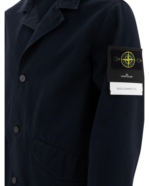 Stone Island Blue Raso Gommato 3L Jacket for men