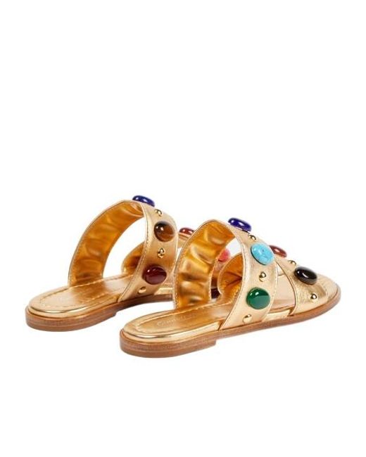 Gianvito Rossi Shanti Embellished Metallic Leather Sandals