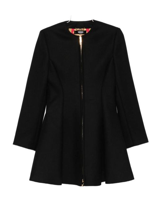 Versace Black Long-Sleeved Zipped Coat