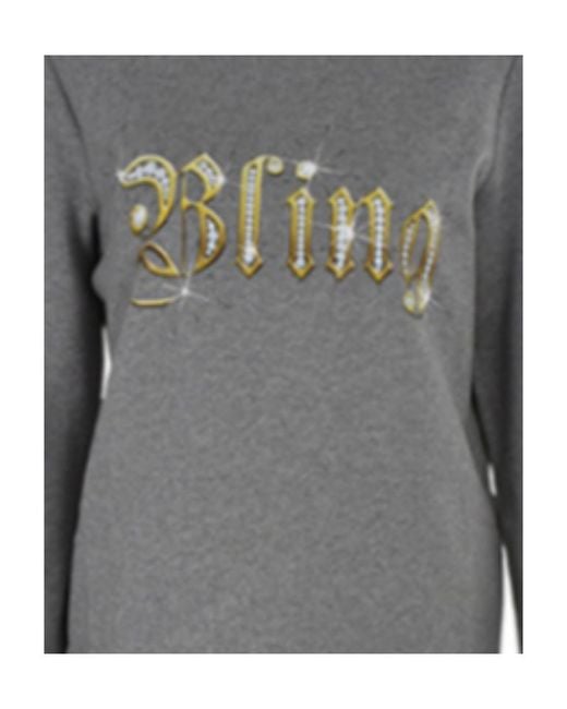 Moschino Gray Printed Logo Dress