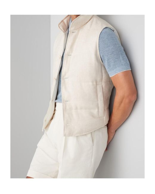 Brunello Cucinelli White High-Neck Button-Up Gilet for men