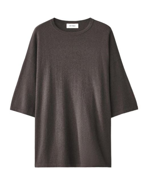 Lisa Yang Gray Knitted Crew Neck T-Shirt