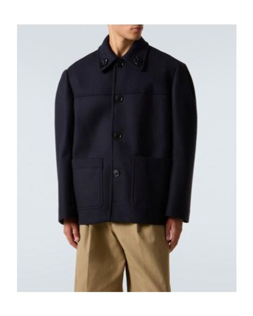 Simone Rocha Blue Embellished Wool-Blend Jacket for men