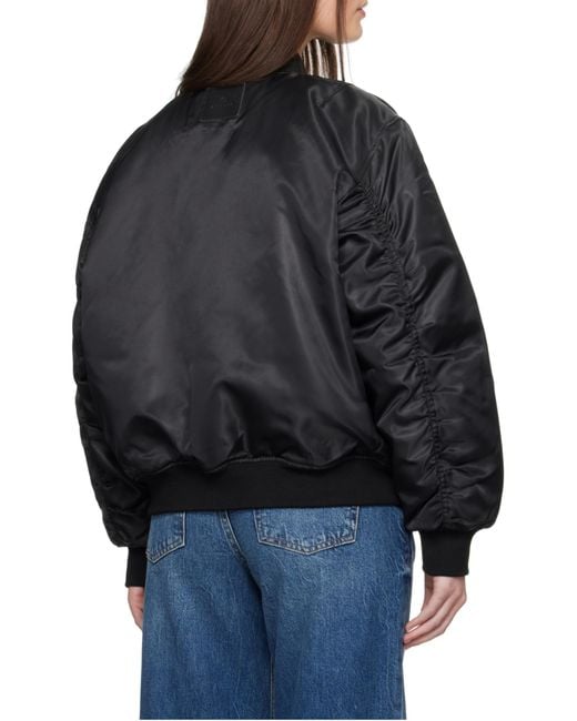 Anine Bing Blue Leon Satin Zipped Bomber Jacket