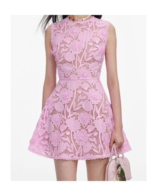 Self-Portrait Pink Lace Mini Dress