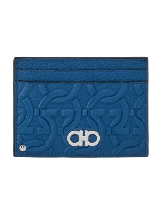 Ferragamo Blue Logo Card Bag for men