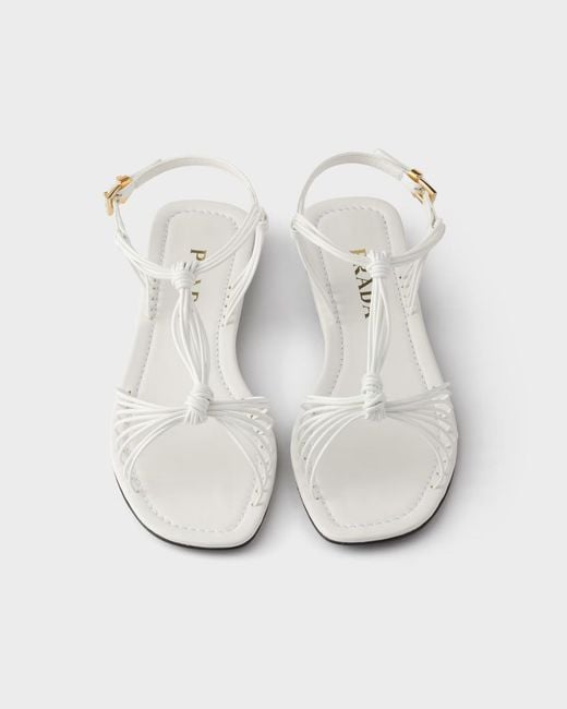 Prada White Knotted Strappy Flat Sandals