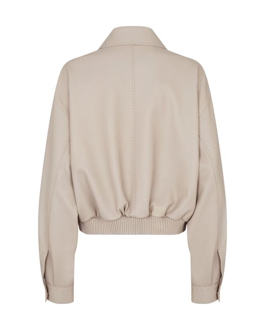 Fendi Natural Oversized Leather Bomber Jacket