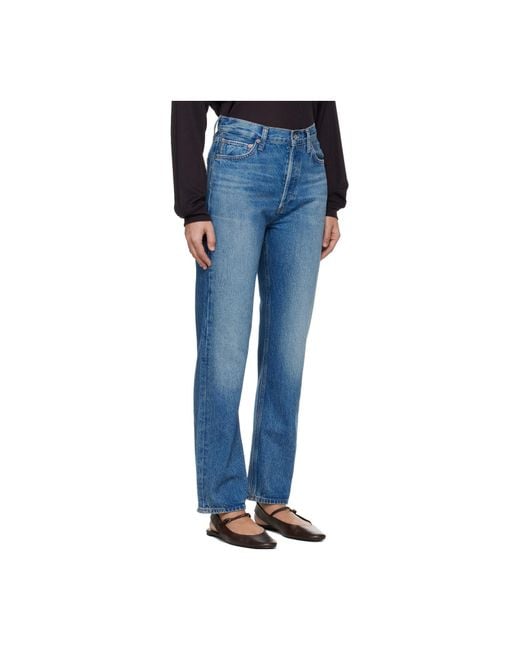 Agolde Blue 90S Pinch Waist High Rise Straight Jeans