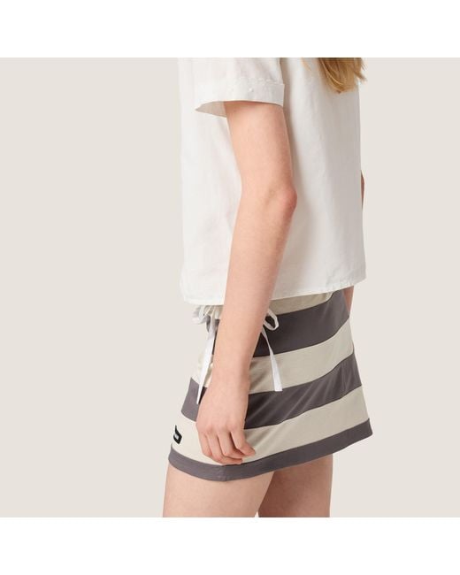 Miu Miu Gray Striped Knitted Mini Skirt