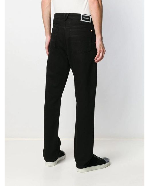 Versace Black Logo-Patch Slim-Fit Jeans for men