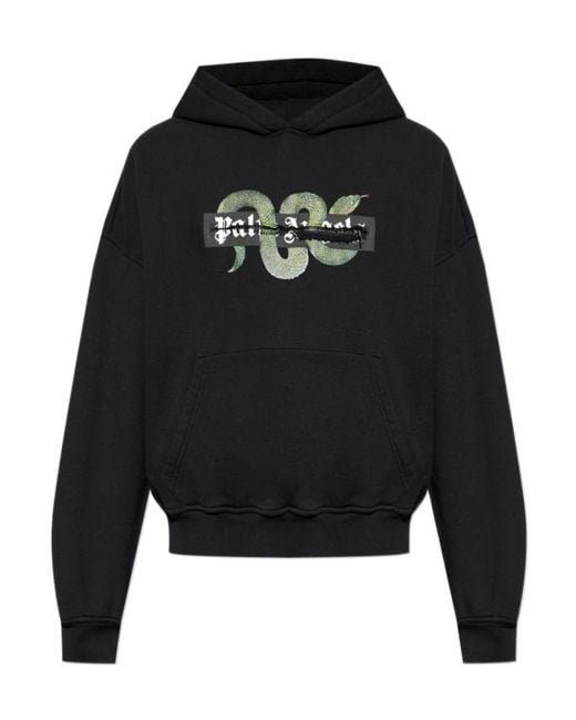 Palm Angels Black Snake Graphic-Print Hoodie for men