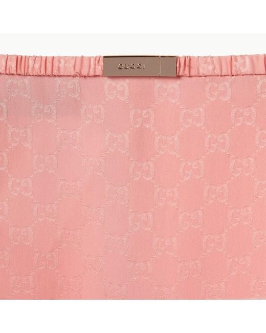Gucci Pink Gg Silk Jacquard Skirt