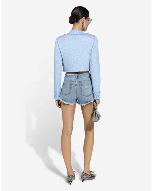 Dolce & Gabbana Blue Rachel Short Tweed Jacket